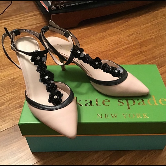 kate spade Shoes - Kate Spade JAYME Leather Floral T-Strap Heels